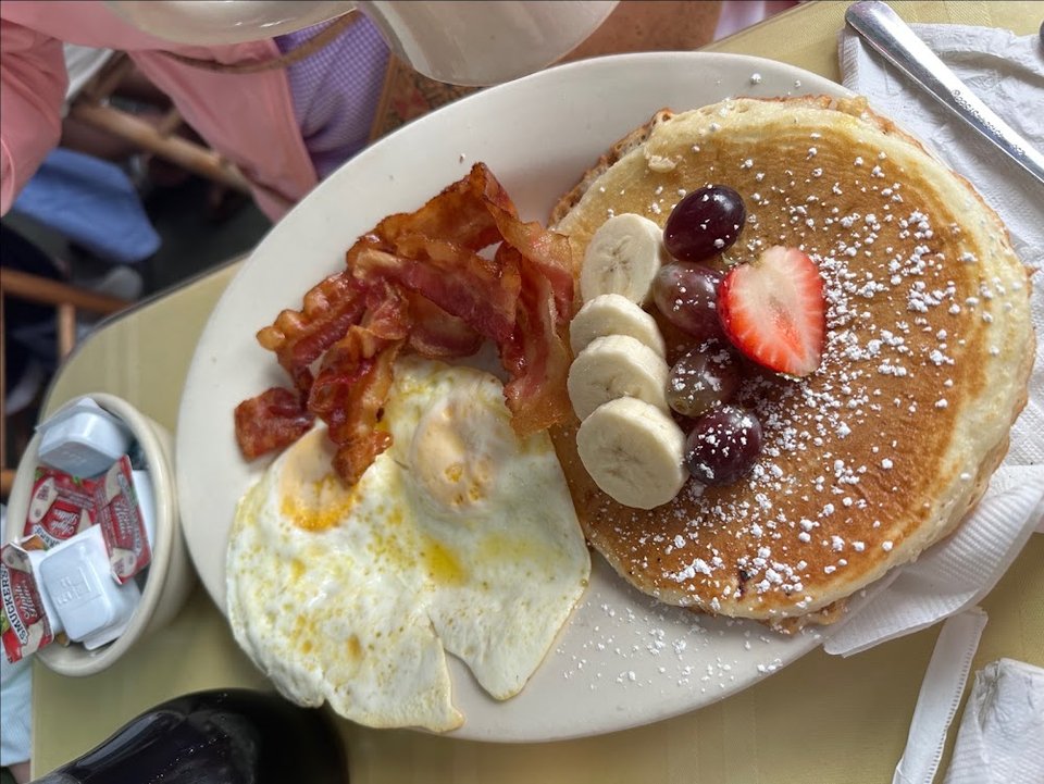 Pancakes Bacon Scrabled Eggs